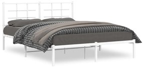 355612 vidaXL Estrutura de cama com cabeceira 150x200 cm metal branco