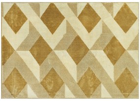 Tapete Sala de Estar 170x120 cm Tapete Lavável na Máquina de Lavar Pelo Curto Estilo Moderno Creme e Castanho Claro