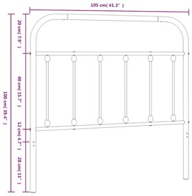 Cabeceira de cama 100 cm metal branco