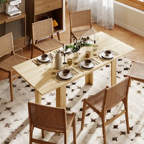 Mesa de jantar extensível, mesa de cozinha (CADEIRAS NÃO INCLUIDAS) retangular, para 6-8 pessoas, 140-180 x 80 cm, efeito de madeira natural