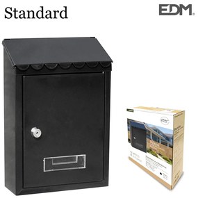 Caixa de correio EDM Standard 21 x 6 x 30 cm Preto Aço
