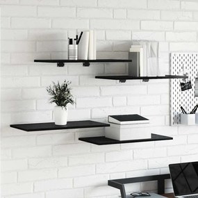 vidaXL Estante de Prateleira 4 pcs Preto 60 x 30 x 1.5 cm