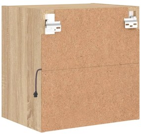 Mesas de cabeceira de parede c/ luzes LED 2 pcs carvalho sonoma