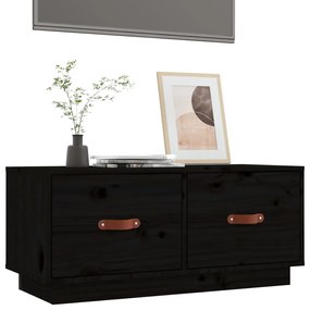 Móvel de TV 80x34x35 cm madeira de pinho maciça preto