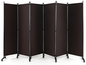 Divisória de ambiente com 6 painéis e 6 pés de altura sobre rodas - cinza