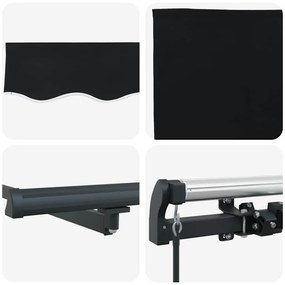 Toldo Retrátil Manual Preto 600 × 300 cm Poliéster
