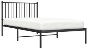 Estrutura de cama com cabeceira 100x200 cm metal preto