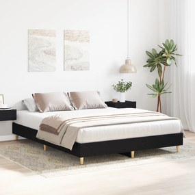 Estrutura de Cama Carvalho Preto 140x200 cm Madeira de Engenharia
