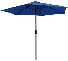 Guarda-sol jardim c/ luzes LED/poste alumínio 270 cm azul-ciano