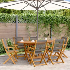 vidaXL 7 pcs conj. jantar p/ jardim polipropileno/madeira maciça cinza