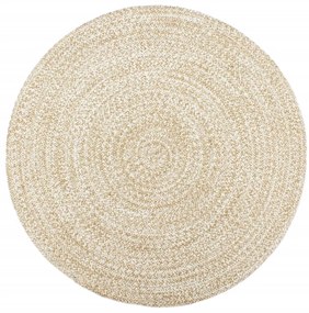 Tapete artesanal em juta 240 cm branco e castanho