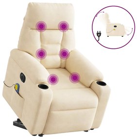 vidaXL Poltrona massagens elétrica elevatória tecido microfibra bege