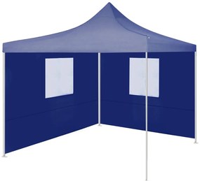 vidaXL Tenda dobrável profissional festas 2 paredes 2x2 m aço azul