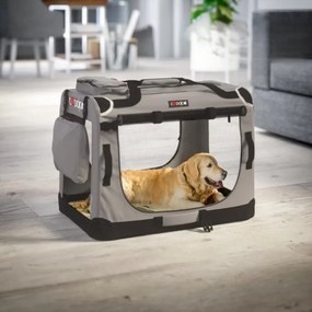 Caixa de transporte dobrável para cães M 60 x 42 x 44 cm Cinzento