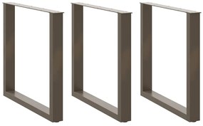 Pés para mesa de jantar em formato de U, 3 peças, aço natural, 80x(72-