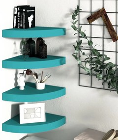 vidaXL Prateleiras de canto p/ parede 4 pcs 35x35x3,8cm MDF azul
