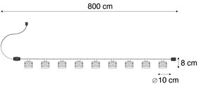 LED Cordão de luzes castanho 8m 10 luzes IP44 Solar - Alba Oriental