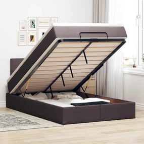 Estrutura de cama otomana com colchão 120x190cm castanho escuro