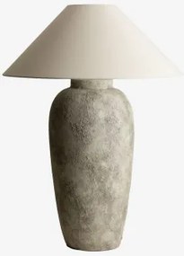 Candeeiro De Mesa Em Linho E Fibra De Vidro Selivan Cinzento Taupe Claro - Sklum
