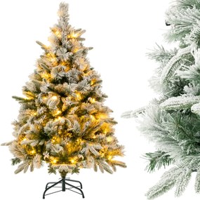 Árvore de Natal artificial de 136 cm com 150 luzes LED brancas quentes e 384 ramos mistos Montagem fácil Branco e verde