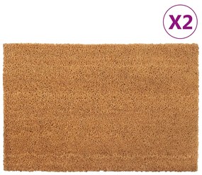 vidaXL Tapetes porta 2 pcs 40x60 cm fibra de coco tufada natural