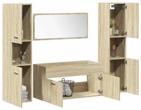 vidaXL 4 pcs conj. móveis casa banho derivados madeira carvalho sonoma