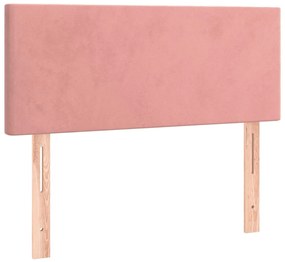 Cama box spring c/ colchão luzes e LED 120x190 cm veludo rosa