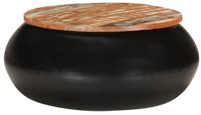 Mesa de centro 68x68x30 cm madeira recuperada maciça preto