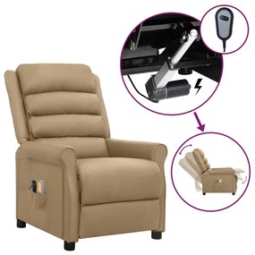 vidaXL Poltrona massagens reclinável elétrica couro artif. cappuccino