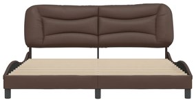Estrutura cama c/ cabeceira 180x200cm couro artificial castanho