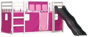 Beliche com escorrega e cortinas 90x200 cm rosa
