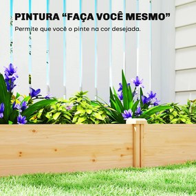 Floreira Elevada em Madeira Horta Urbana para Cultivar Plantas com Divisor e Base Aberta 235x121x26 cm Madeira