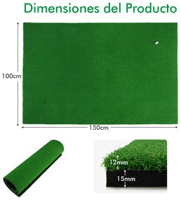 Tapete de Golfe de Relva Sintética 3 Tee Golf Mats para uso interior e exterior 1,5 x 1 m