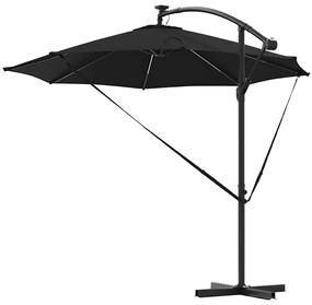 Guarda-sol de Bananeira Cantilever Preto 294 x 294 x 248 cm