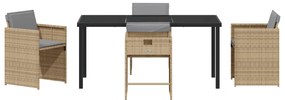 Conjunto de Jantar de Jardim vidaXL com Almofadas Bege Rattan Poliéste