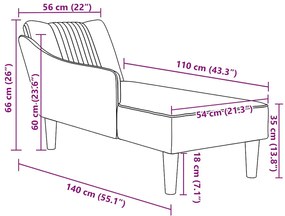 Chaise-longue com apoio de braço direito veludo amarelo