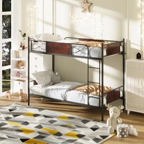 Beliche de metal Cama convertível 2 em 1 para 2 pessoas e corrimão de segurança de 30 cm com dispositivo anti-tombo 198 x 95 x 156 cm