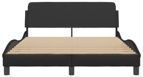 Estrutura de cama c/ cabeceira 120x200cm couro artificial preto