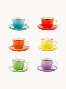 Chávenas de café expresso pintadas à mão com pires Baita, conjunto de 6