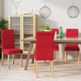 vidaXL Cadeiras de jantar 4 pcs tecido vermelho tinto