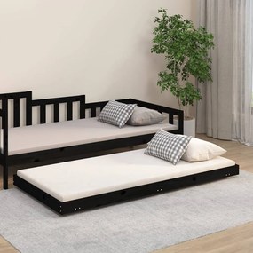 823508 vidaXL Estrutura de cama 90x190 cm madeira de pinho maciça preto