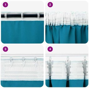 Cortinas com cortinas 2 pcs Turquesa 140 x 140 cm Poliéster