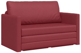 Sofá Chão Cama 2 em 1 Vinho Vermelho 124x71x78 cm Couro Sintético