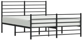 Estrutura de cama com cabeceira e pés 140x190 cm metal preto