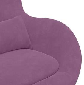 Poltrona Egg vidaXL com Puff em Veludo Roxo