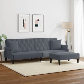 Sofá-cama 2 lugares c/ almofadas/apoio pés veludo cinza-escuro