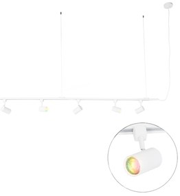 LED Sistema de calha de pendurar inteligente branco monofásico com 5 GU10 Wi-Fi - Jeana Moderno