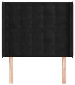 Cabeceira de cama c/ abas veludo 93x16x118/128 cm preto