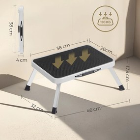 Escadote versátil de um degrau dobrável 32 x 44 x 17,5 cm Branco