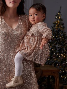 Vestido de cerimónia com lantejoulas, para bebé dourado